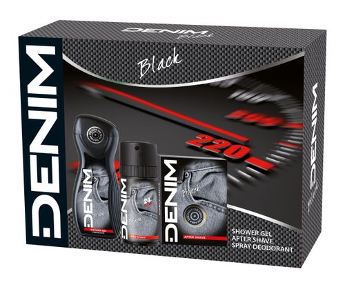 DENIM Black Zestaw Prezentowy Woda Po Goleniu 100ml Deo Spray 150ml