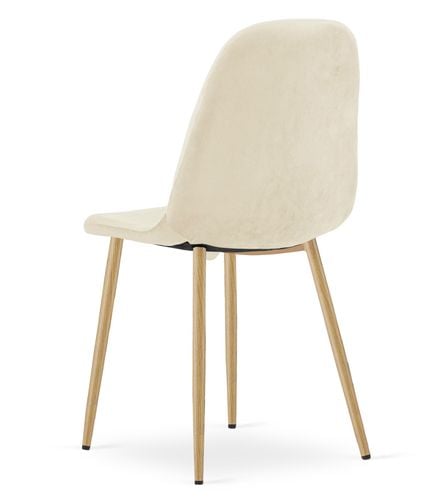 Krzesło tapicerowane PADVA beż jasny welur nogi dąb do jadani kuchni na Arena.pl