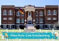 Niebieski Baner po Niemiecku Dekoracja na Powrót do Szkoły 274 x 36 cm