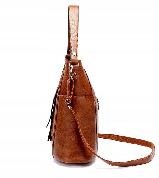 Damska Brązowa Torba Pojemna Torebka A4 Skórzana zdjęcie 14