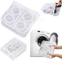 Pojemny worek mocna siatka do prania obuwia butów duża torba na zamek biała