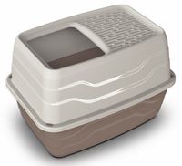 Nowoczesna toaleta dla kotów z wejściem od góry - Yarro 56x40x38cm Beżowa