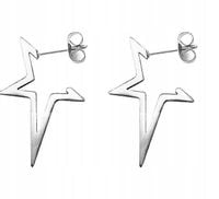 KOLCZYKI SREBRNE GWIAZDKI PENTAGRAM PUNK SZTYFT