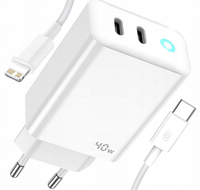 SZYBKA ŁADOWARKA USB-C 40W KOSTKA + KABEL PRZEWÓD DO IPHONE LIGHTNING 1M
