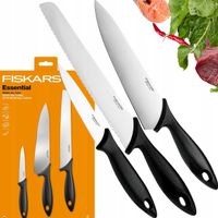FISKARS ZESTAW KOMPLET 3 NOŻY KUCHENNYCH OSTRE NÓŻ SZEFA KUCHNI DO CHLEBA