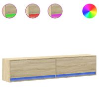 Ścienna szafka pod TV, z LED, dąb sonoma, 180x31x38 cm