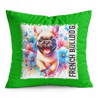 PODUSZKA ZIELONA PREZENT - PIES PIESEK RASA BULLDOG FRANCUSKI FRENCH