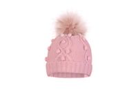 BROEL NATALIE czapka dla dziewczynki z pomponem brudny róż 50-52