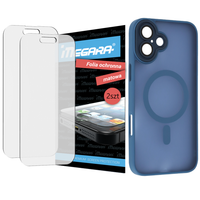 Folia do iPhone 16 PLUS ochronna MATOWA + MagSafe ETUI niebieskie TPU