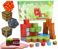 KLOCKI MAGNETYCZNE MINECRAFT bloki MOCNE na magnes Zestaw 64 sztuk KLOCKÓW