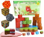 KLOCKI MAGNETYCZNE MINECRAFT bloki MOCNE na magnes Zestaw 64 sztuk KLOCKÓW