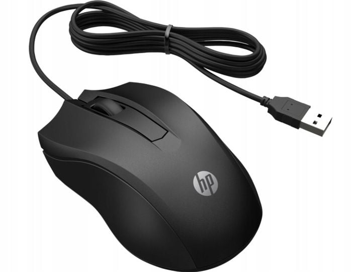 Mysz przewodowa biurowa HP 100 1600 DPI sensor optyczny czarna (6VY96AA) zdjęcie 2