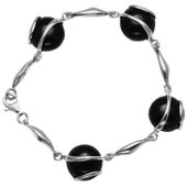 Bransoletka Onyx Czarny 19 cm Srebro 925