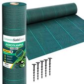 AGROTKANINA 110G 1,6x50m PREMIUM UV 3% AGROWŁÓKNINA ZIELONA MATA + KOŁKI