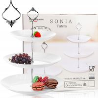 PATERA SZKLANA PIĘTROWA BIAŁA TRADYCYJNA NA CIASTO TORTY OWOCE 3 POZIOMY