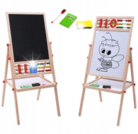 Drewniana Tablica obrotowa Magnetyczno Kredowa 8w1 Montessori