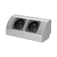 gniazdo meblowe 2x2p+z srebrne - on-ae-1303/g