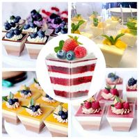 PUCHARKI DO DESERÓW LODÓW PLASTIKOWE NA PRZEKĄSKI DESER 50szt 120ml KWADRAT