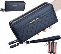 Portfel Damski Dwukomorowy Duży Podwójny Skóra