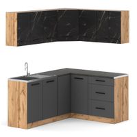 Kuchnia Nowoczesna Modułowa Z Blatem Narożna 3.2m Wotan San Sebastian Szary