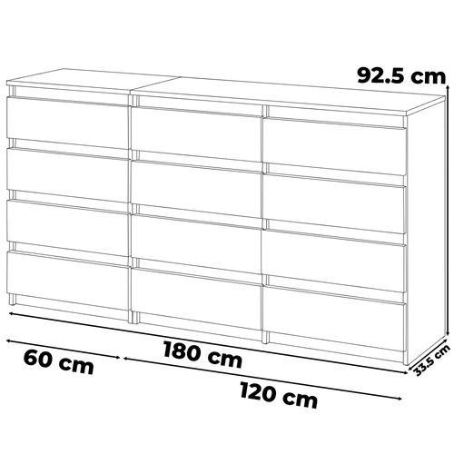 Komoda 12 Szuflad Pojemna Szafka Do Salonu Sypialni Rtv 180cm Biały Połysk na Arena.pl