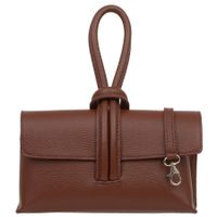 VERA PELLE torebka damska skórzana listonoszka z paskiem V682 brązowa