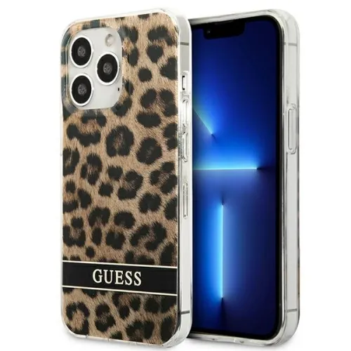 Etui Guess Leopard na iPhone 13 Pro / iPhone 13 - brązowe na Arena.pl