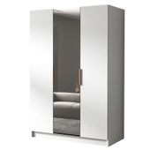 Szafa CALPE II 150 cm z lustrem-pojemna garderoba-BIAŁY+ZŁOTY