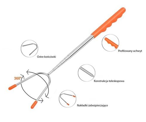 widelec kij teleskopowy do ogniska pieczenia kiełbasek 4 szt. na Arena.pl