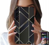ETUI DO SAMSUNG GALAXY S23 FE - ZŁOTE RAMKI, ELEGANCKIE WZORY + SZKŁO