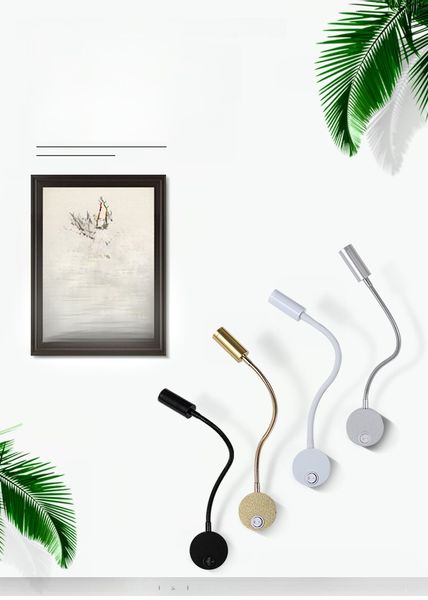 Srebrna lampka FLEXI nocna do czytania do sypialni Kiniet LED 3W Wobako zdjęcie 10