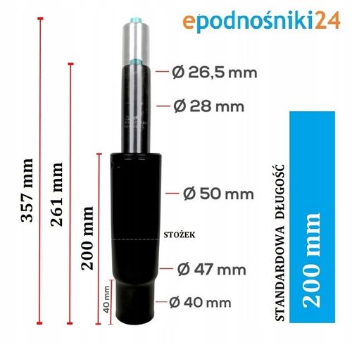Siłownik podnośnik fotela 200/40 mm CZAR 150 KG 4K na Arena.pl