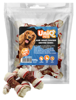 UNIQ PETS Przysmak dla psa ze skóry wołowej z kaczką - kość 500g