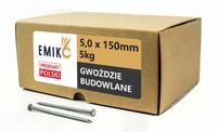 Gwoździe budowlane 5,0x150mm 6 cali Czarne Gładkie 6" 5kg - 5x150mm