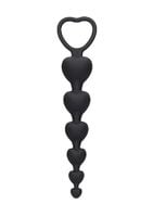 anal heart beads - black