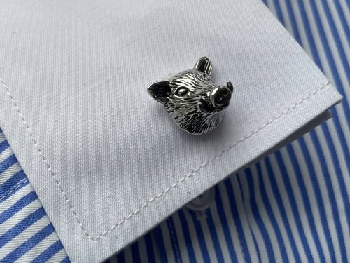 Srebrne spinki do mankietów EXC Dzik Dziki Głowa Dzika dla Myśliwego w Etui na Arena.pl