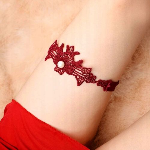 PODWIĄZKA czerwona STUDNIÓWKA z PEREŁKĄ czerwień MODNY ODCIEŃ BURGUND bordo na Arena.pl