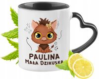 Kubek Czarny Z Uszkiem W Kształcie Serca Dla Pauliny Idealny Na Prezent