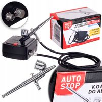 2X Cichy Kompresor do Aerografu Aerograf Wąż AUTO STOP Regulacja Sprężarka