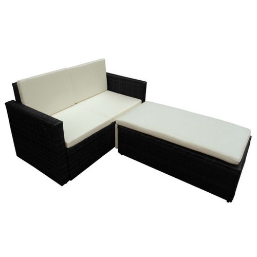 MEBLE DO OGRODU RATTAN SOFA STOŁEK PODUSZKI CZARNE na Arena.pl