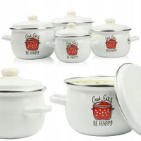 ZESTAW 4 GARNKÓW EMALIOWANYCH Z POKRYWAMI TRADYCYJNE GARNKI EMALIOWANE