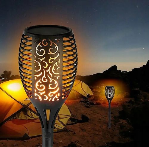 Lampy Solarne Ogrodowe LED Pochodnia Płomień Latarnia Lampki Do Ogrodu na Arena.pl