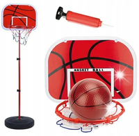 ZESTAW DO MINI KOSZYKÓWKI KOSZ Z TABLICĄ STOJAK PIŁKA POMPKA 139 CM