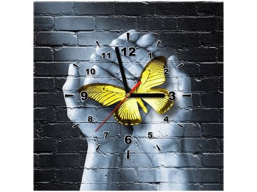 40X40CM ZEGAR ŻÓŁTY MOTYL OBRAZ na Arena.pl