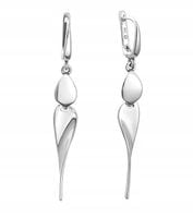 Srebrne kolczyki 925 gładkie polerowane wiszące długie sople wieczorowe