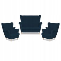 Zestaw uszak Rene Estella sofa fotele Family Meble granatowy sztruks