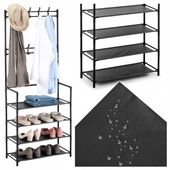 WIESZAK NA UBRANIA BUTY STOJAK METALOWY CZARNY HACZYKI PÓŁKI LOFT