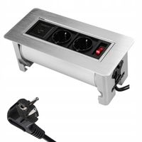 Gniazdo blatowe obrotowe meblowe Spacetronik srebrne Ładowarka 2xUSB