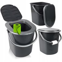 WIADRO WC MOBILNA TOALETA TURYSTYCZNA SZARA 22L Z POKRYWĄ I UCHWYTEM PODRÓŻ