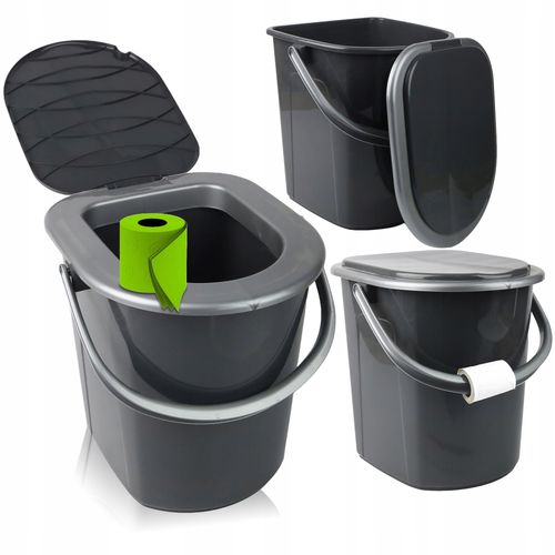 WIADRO WC MOBILNA TOALETA TURYSTYCZNA SZARA 22L Z POKRYWĄ I UCHWYTEM PODRÓŻ na Arena.pl